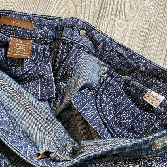 Paige Pico Bootcut Jeans Womens 30 x 30 Med Wash Sretch Made in USA Flap Pockets - Picture 5 of 12